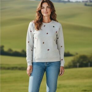 Philosophy Republic Clothing Gray Leaf Embroidered Sweatshirt Womens XL